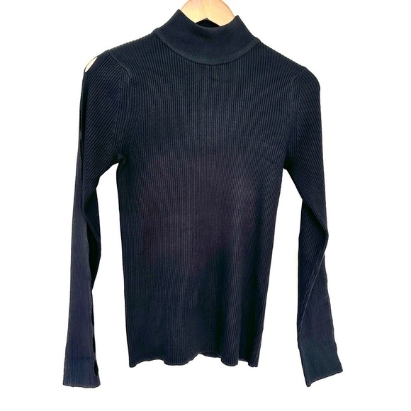 Tahari turtleneck sweater with long sleeves, fine rib, rayon blend - Picture 3 of 11